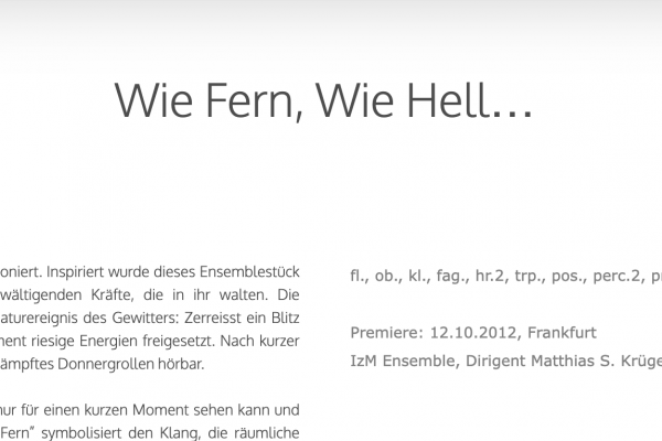 Wie Fern, Wie Hell…